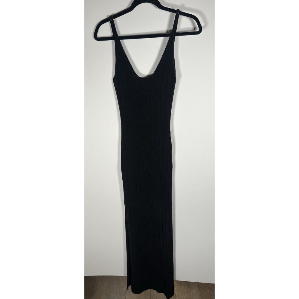 Classic Black Ribbed Maxi Dress - Sleeveless Bodycon